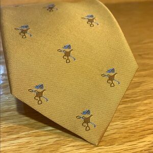 Brooks Brothers Gold and Blue Silk Tie with Snoopy Pattern